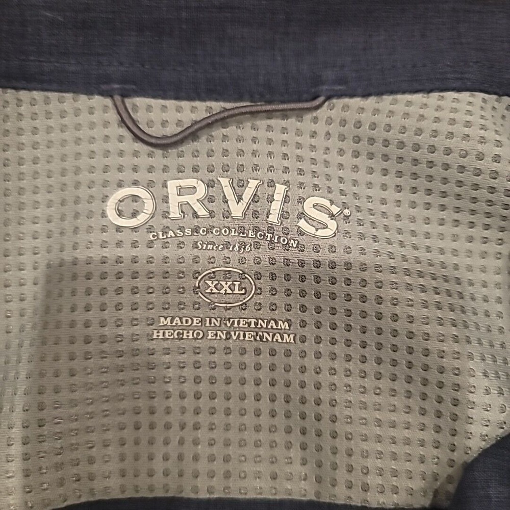 Orvis, size, XXL, blue two pocket, spread collar, short sleeve shirt - Picture 3 of 8
